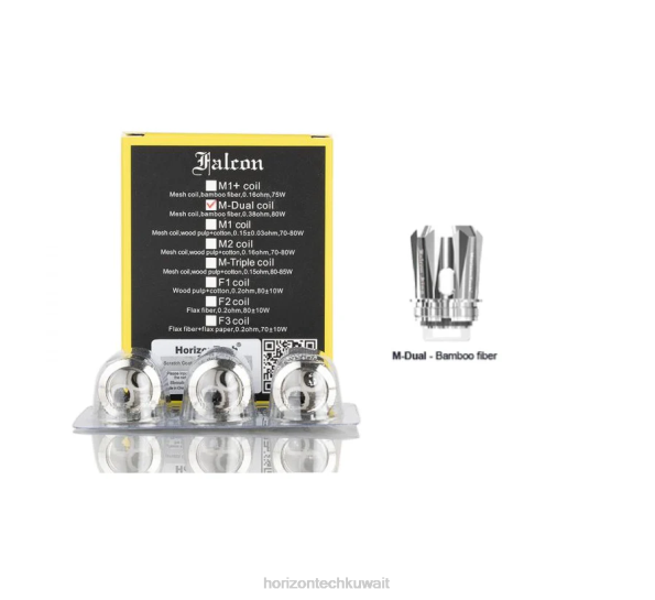HorizonTech Falcon لفائف (3 عبوات) - Horizontech Vape Kit 2R8L165 م-ملف شبكي مزدوج 0.38 أوم