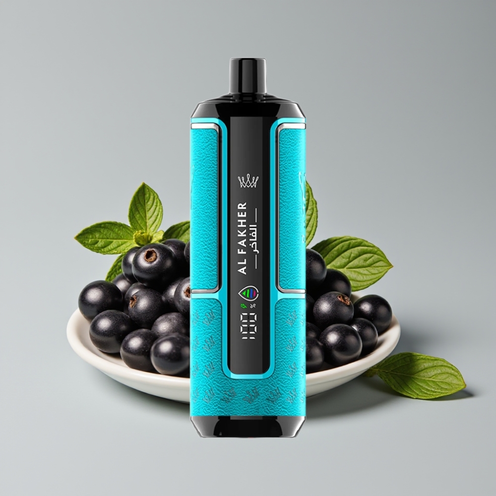 Al Fakher Crown Bar 15K Hypermax Vape Kit Disposable بنكهة الكشمش الأسود بالنعناع - سعة 22مل، 15000 نفخة، بطارية 600 مللي أمبير