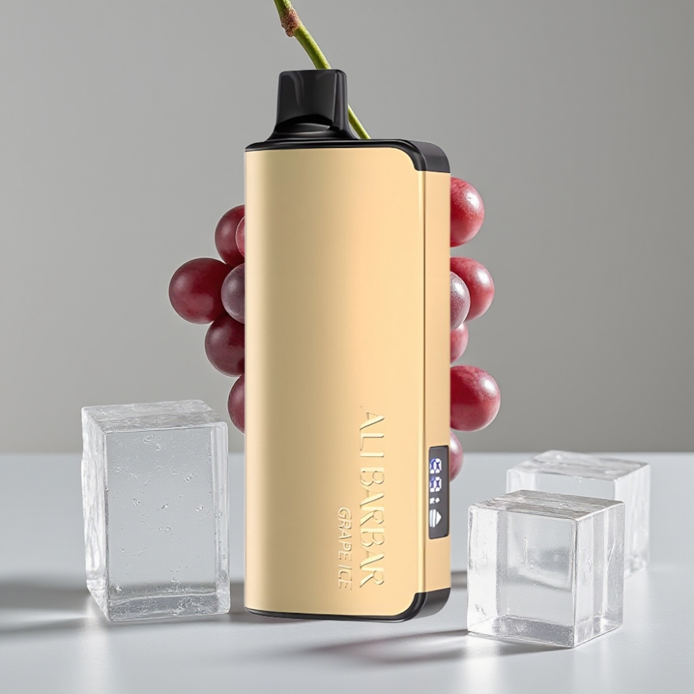 Alibarbar Ingot 9000 Puffs سيجارة إلكترونية للاستخدام مرة واحدة Grape Ice – 22ml E-liquid, 2350mAh Battery, LED Display