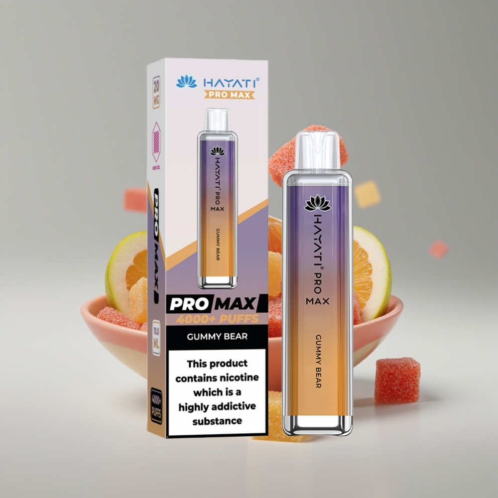 Hayati Pro Max 4000 Puffs سيجارة إلكترونية للاستخدام مرة واحدة بنكهة دببة الجيلي - 2%/5% نيكوتين، 1400mAh، 1.1 Ohm
