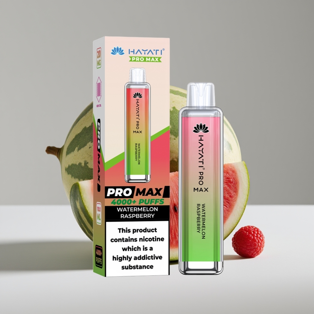 Hayati Pro Max 4000 Puffs سيجارة إلكترونية للاستخدام مرة واحدة بطيخ وتوت - 2٪ ، 5٪ نيكوتين - 1400mAh - Dual 1.1 Ohm Mesh Coil