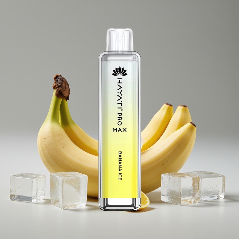 Hayati Pro Max 4000 Puffs سيجارة إلكترونية للاستخدام مرة واحدة Banana Ice - 1400mAh Battery, Dual Mesh Coil, Rechargeable, TPD-Compliant