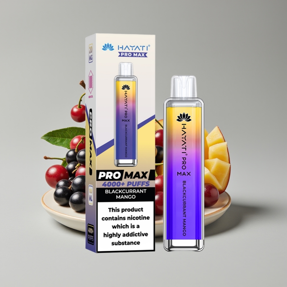 Hayati Pro Max 4000 Puffs سيجارة إلكترونية للاستخدام مرة واحدة Blackcurrant Mango 1400mAh Rechargeable Dual Mesh Coil