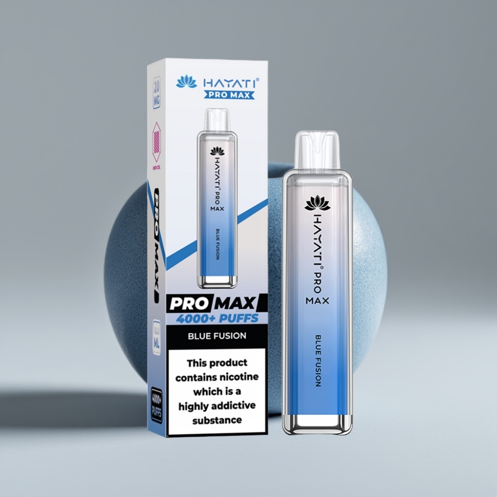 Hayati Pro Max 4000 Puffs سيجارة إلكترونية للاستخدام مرة واحدة Blue Fusion - 1400mAh بطارية قابلة للشحن، 5% نيكوتين، LED