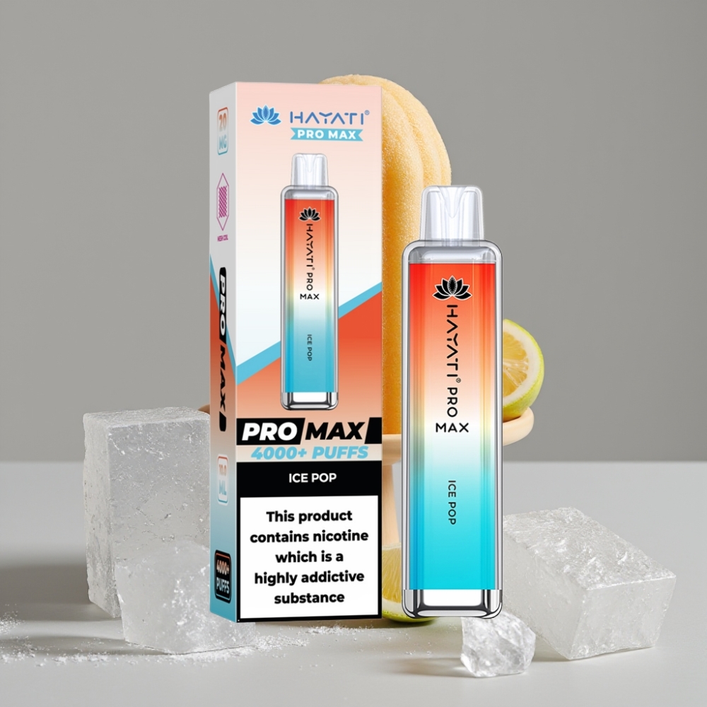 Hayati Pro Max 4000 Puffs سيجارة إلكترونية للاستخدام مرة واحدة Ice Pop - 1400mAh, Dual Mesh Coil, Rechargeable