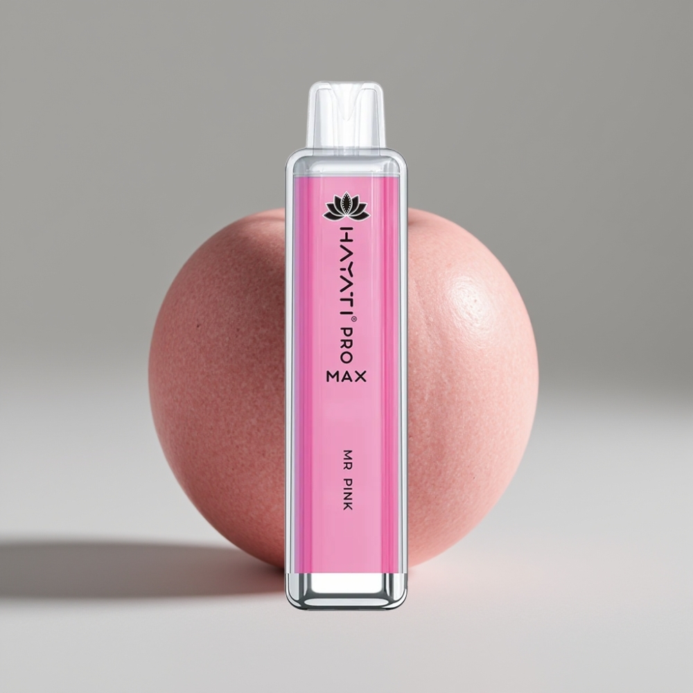 Hayati Pro Max 4000 Puffs سيجارة إلكترونية للاستخدام مرة واحدة بطعم الوردي MR PINK - شفاف، 5% نيكوتين، 1400mAh، LED
