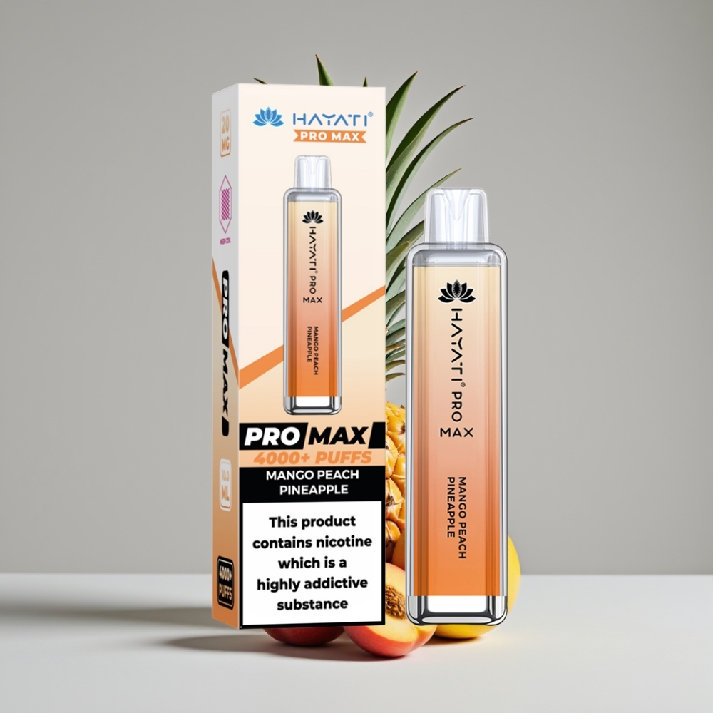 Hayati Pro Max 4000 Puffs سيجارة إلكترونية للاستخدام مرة واحدة - Mango Peach Pineapple - 1400mAh Rechargeable