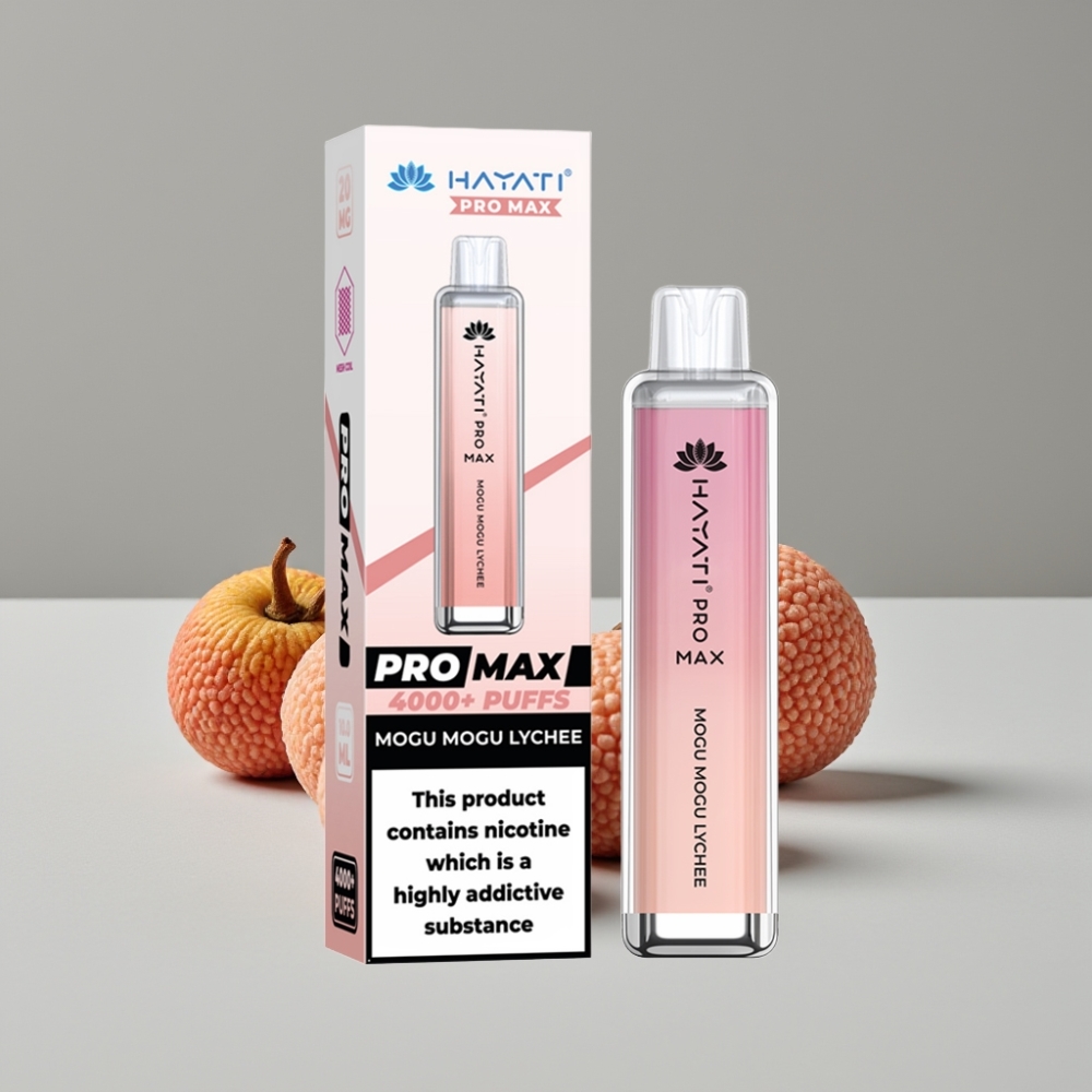 Hayati Pro Max 4000 Puffs سيجارة إلكترونية للاستخدام مرة واحدة Mogu Mogu Lychee - 1400mAh، 2ml/10ml، Dual 1.1 Ohm Mesh Coil