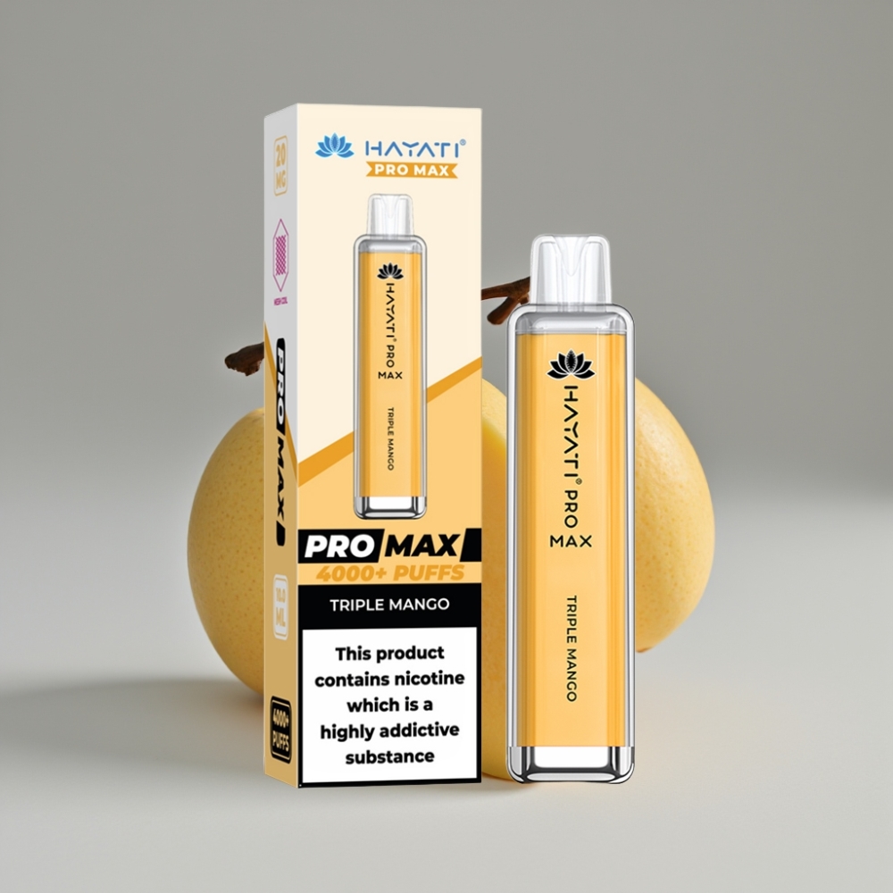 Hayati Pro Max 4000 Puffs سيجارة إلكترونية للاستخدام مرة واحدة Triple Mango - 5% Nicotine, 1400mAh, Rechargeable
