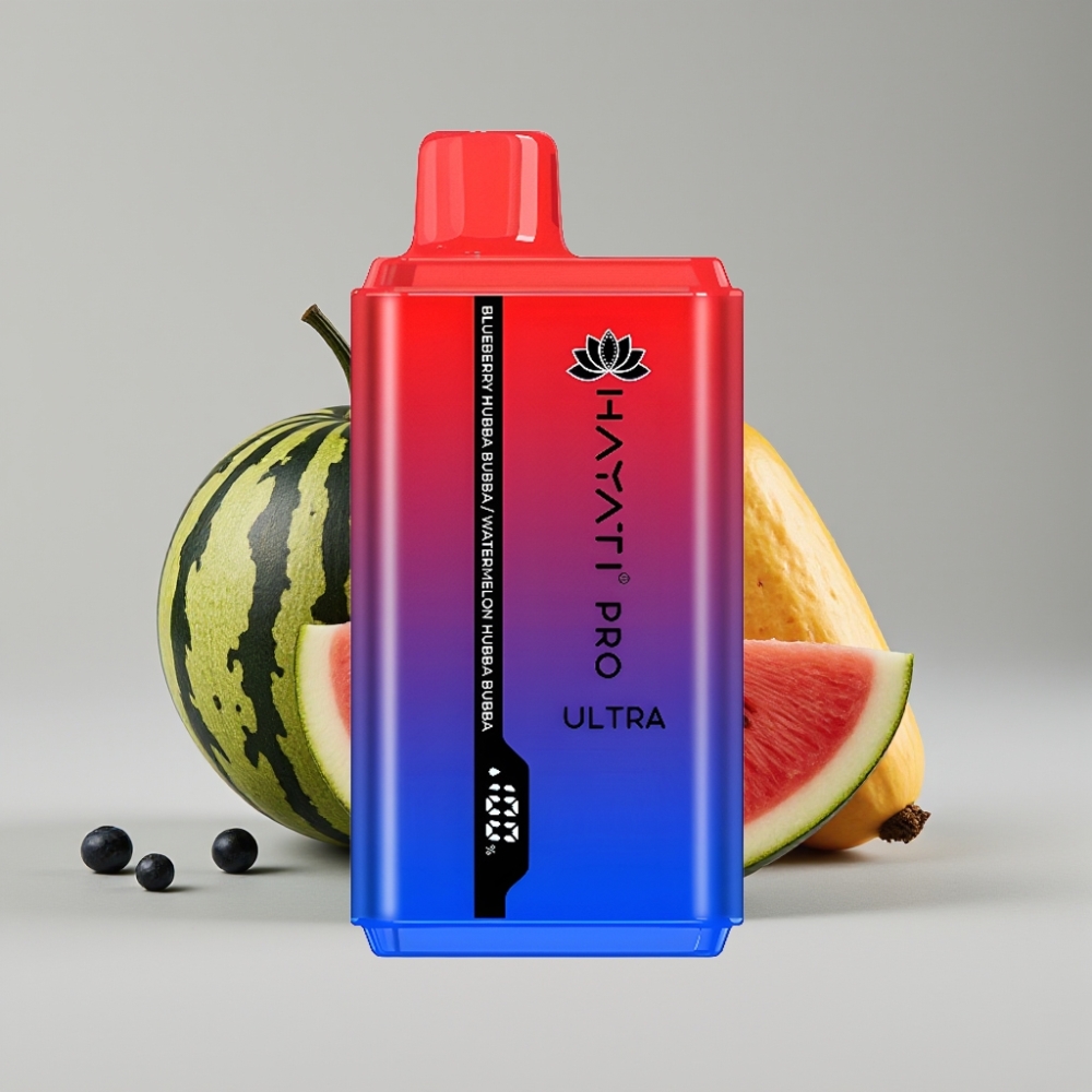 Hayati Pro Ultra 15000 نفخة - 850mAh - 2×12ml - 2% نيكوتين - نكهة التوت الأزرق والبطيخ هبة بوبا