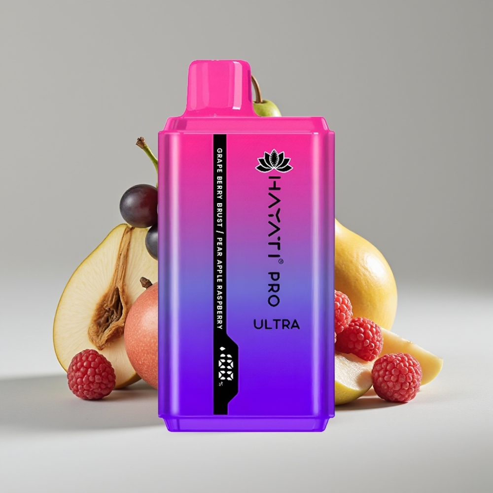 Hayati Pro Ultra 15000 Puffs - 24ml - 2% Nicotine - نكهة عنب وتوت وإجاص وتفاح وتوت أحمر