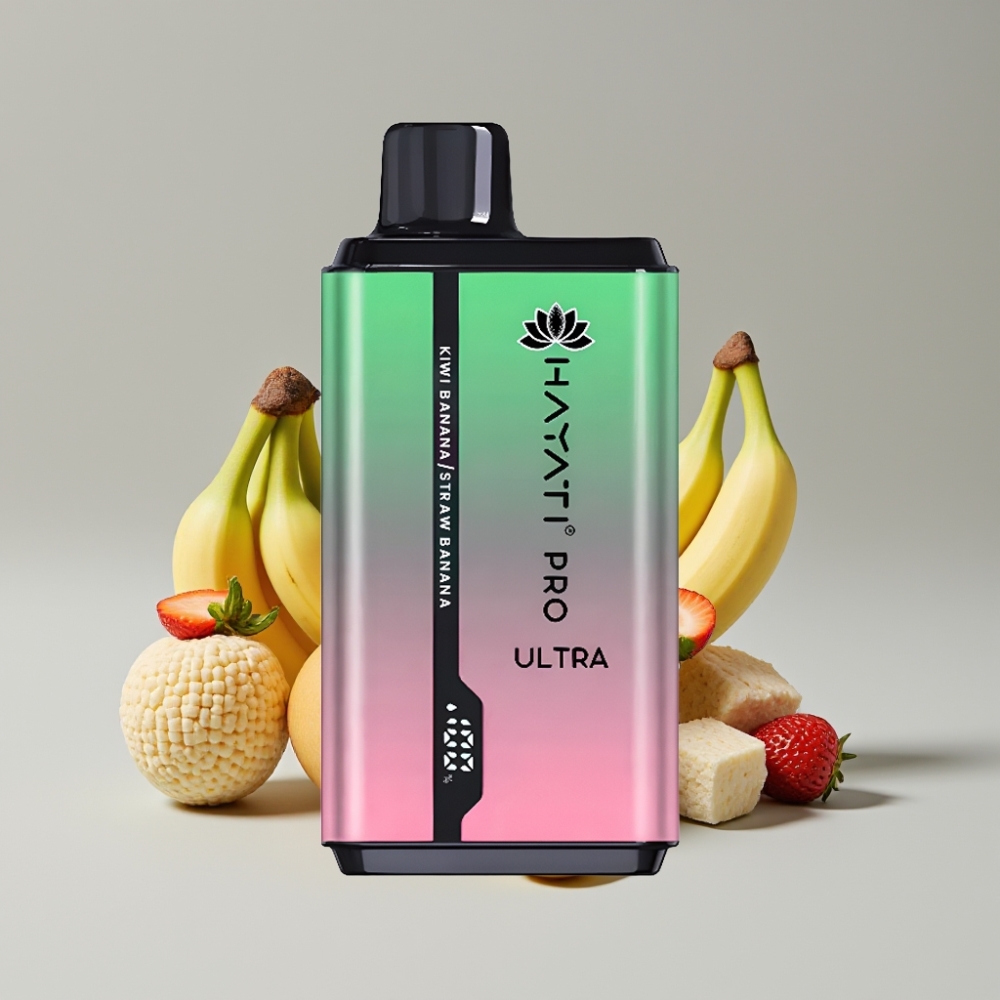Hayati Pro Ultra 15000 Puffs نكهة الكيوي الموز الفراولة الموز - 2×12مل 2% نيكوتين