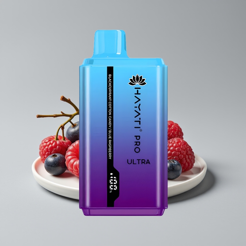 Hayati Pro Ultra 15000 Puffs جهاز تبخير لعنب الثعلب حلوى القطن توت أزرق - 2×12مل 2% نيكوتين