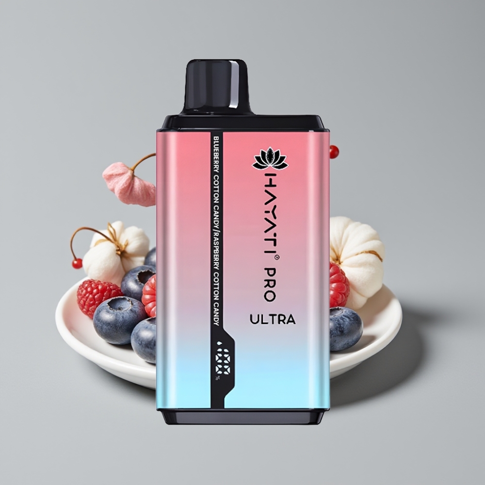 Hayati Pro Ultra 15000 Puffs توت أزرق حلوى قطن توت العليق حلوى قطن - 2×12مل 2% نيكوتين
