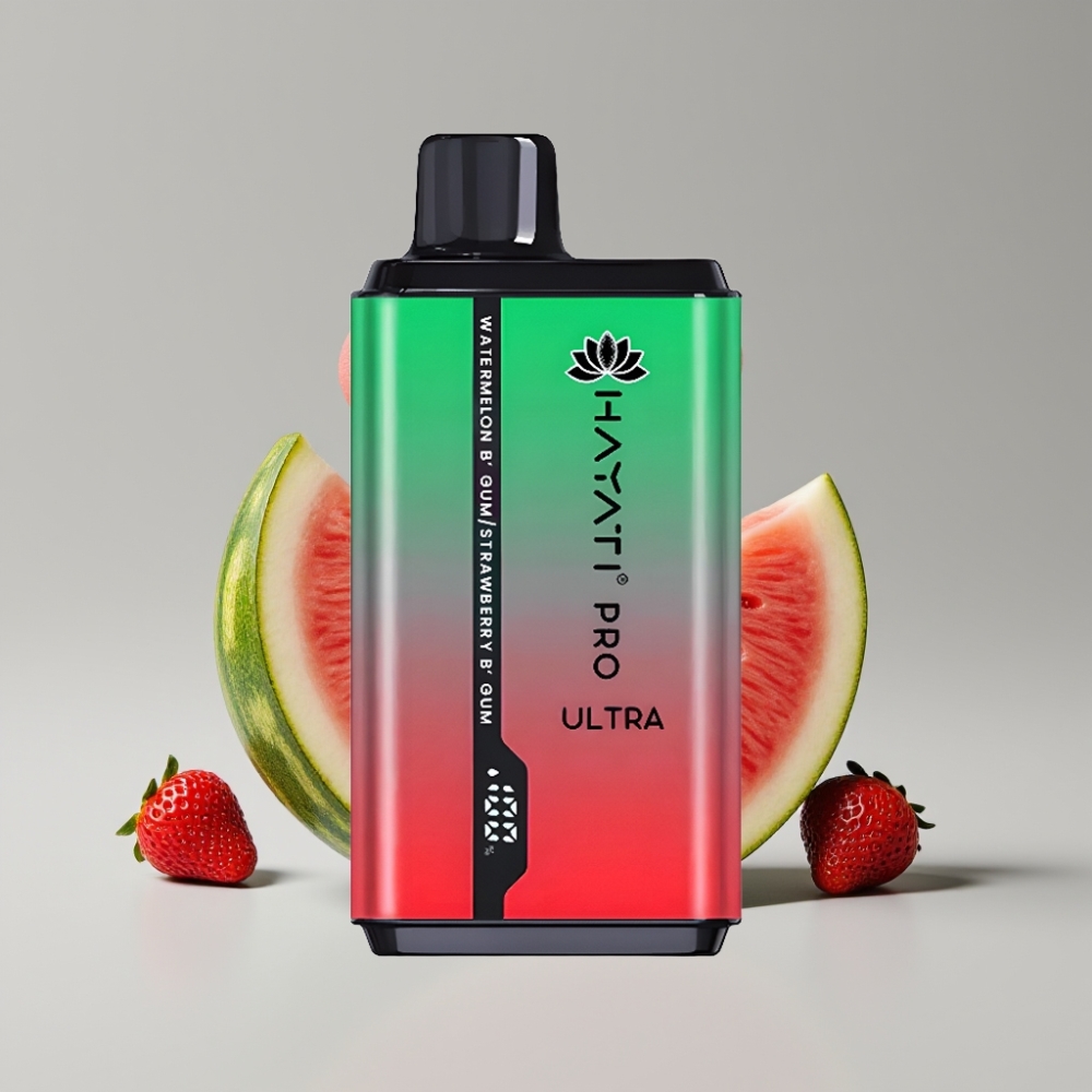 Hayati Pro Ultra 15000 Puffs - بطيخ وعلكة فراولة - 2×12ml سعة سائل - 2% نيكوتين
