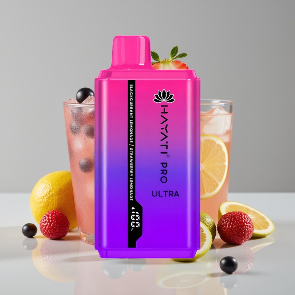 Hayati Pro Ultra 15000 Puffs سيجارة إلكترونية للاستخدام مرة واحدة - عصير الليمون بالتوت الأسود والفراولة - 2×12ml - 2% نيكوتين