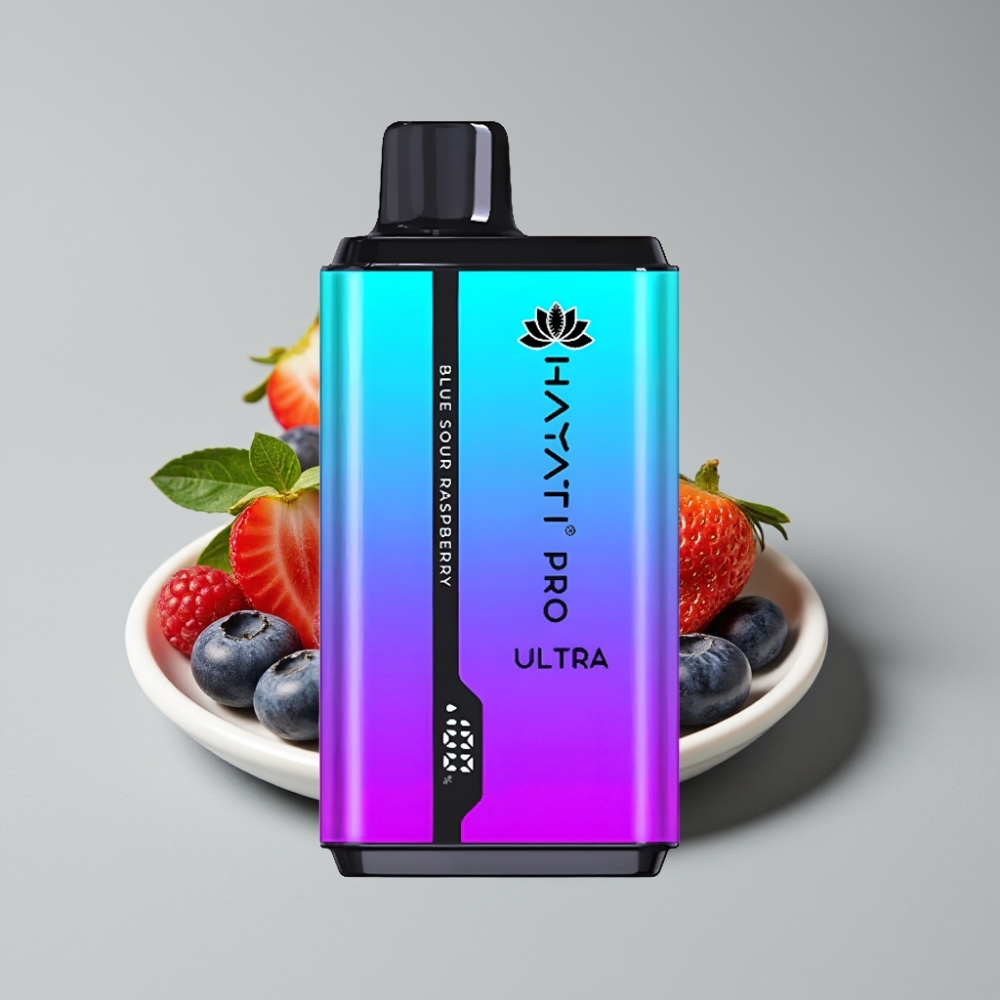 Hayati Pro Ultra 15000 Puffs - 850mAh بطارية، 2×12ml سعة، 2% نيكوتين، نكهة توت أزرق وتوت الفراولة بالنعناع
