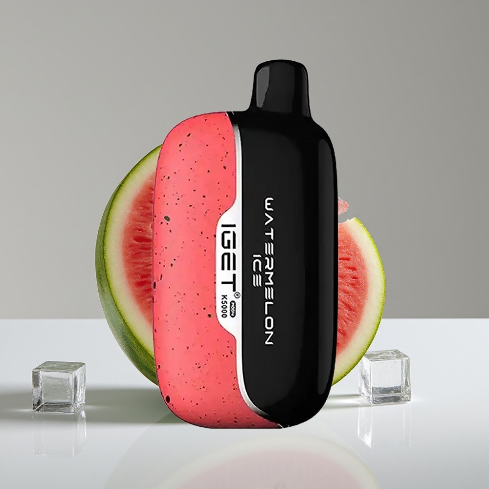 IGET Moon K5000 Puffs سيجارة إلكترونية للاستخدام مرة واحدة بطيخ مثلج – 5000 نفخة، وزن 81.5 غرام، مقاس 49.5x25.3x99.4 مم