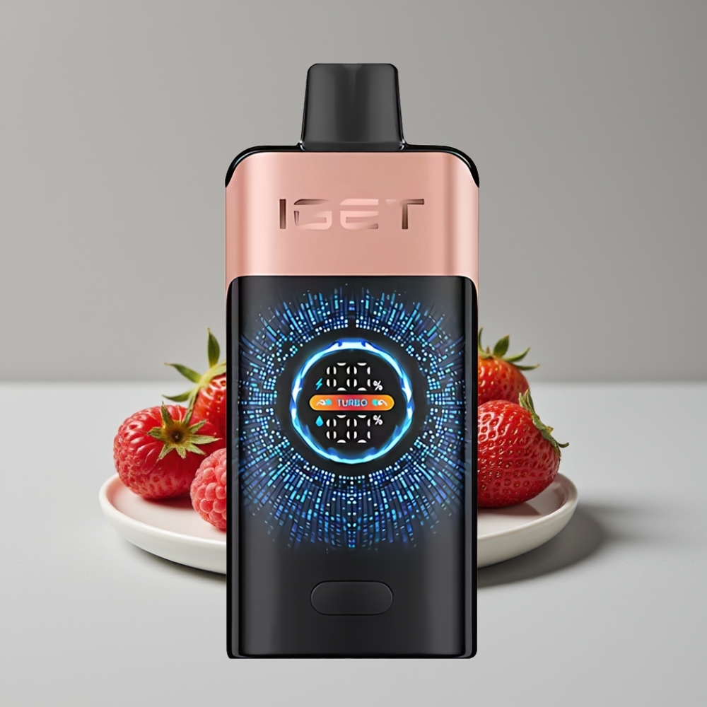 IGET ONE 12000 Puffs سيجارة إلكترونية للاستخدام مرة واحدة فراولة توت - 2700 مللي أمبير، شاشة ملونة منحنية، 0.6 أوم