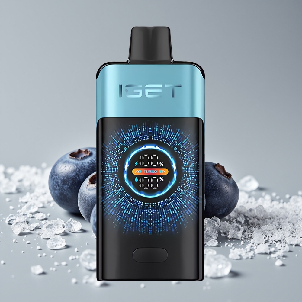 IGET ONE 12000 Puffs سيجارة إلكترونية للاستخدام مرة واحدة - توت أزرق مثلج، شاشة ملونة منحنية، بطارية 2700 مللي أمبير