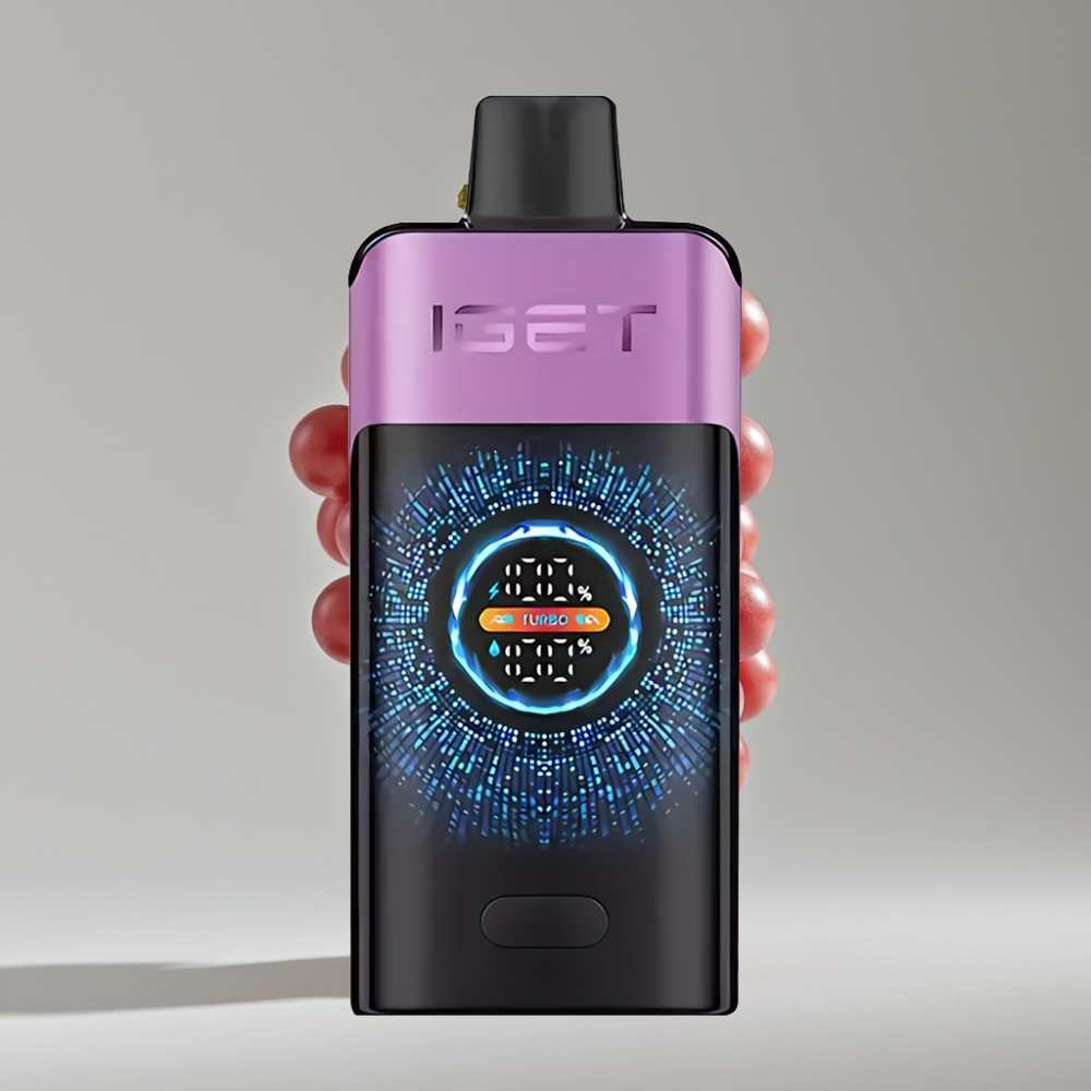 IGET ONE 12000 Puffs سيجارة إلكترونية للاستخدام مرة واحدة بطعم عنب شوبا شوبس - شاشة ملونة منحنية - بطارية 2700 مللي أمبير