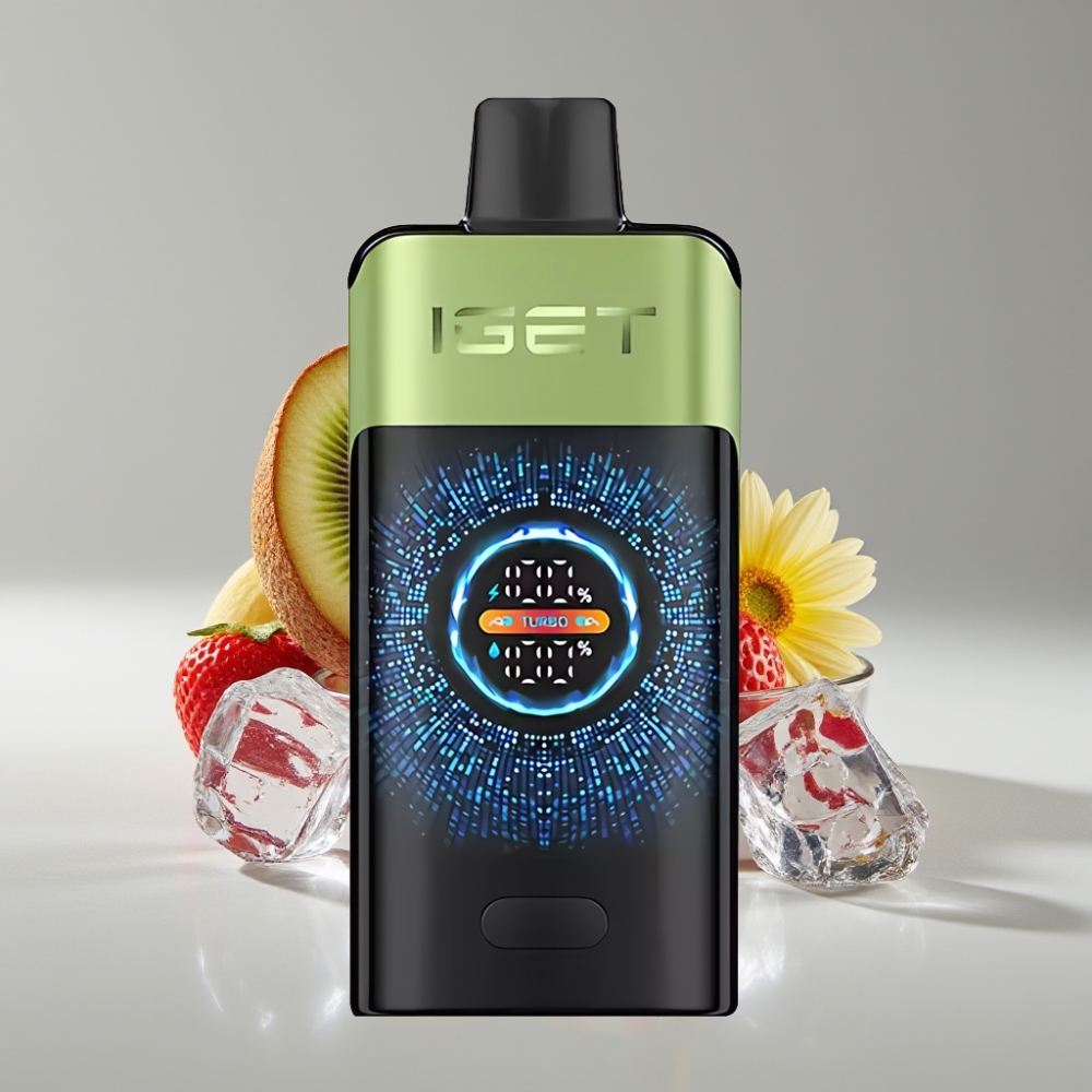 IGET ONE 12000 Puffs سيجارة إلكترونية للاستخدام مرة واحدة - فراولة كيوي مثلج - شاشة ملونة منحنية - 2700 مللي أمبير