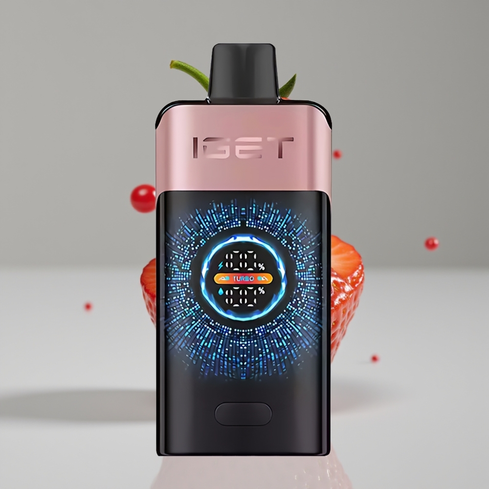 IGET ONE 12000 Puffs سيجارة إلكترونية للاستخدام مرة واحدة - فراولة شوبا شوبس، شاشة ملونة منحنية، بطارية 2700 مللي أمبير