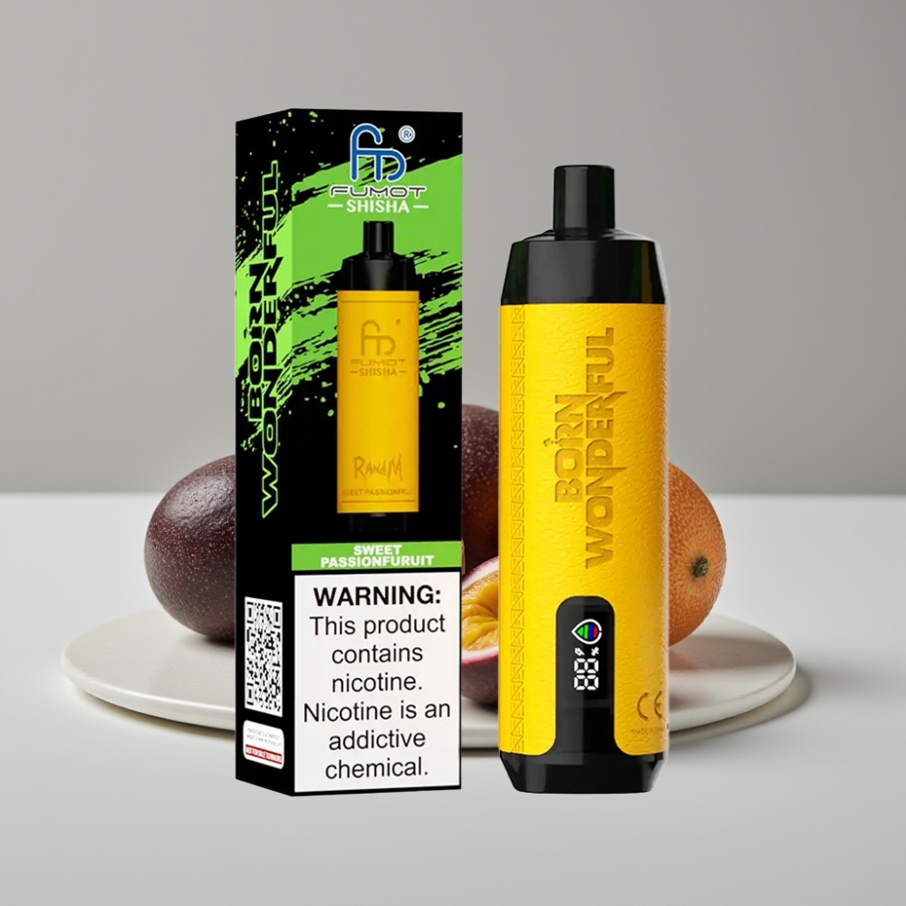 RandM Fumot Shisha 10000 Puffs سيجارة إلكترونية للاستخدام مرة واحدة - 18ml E-Liquid, 0.5% Nicotine, نكهة فاكهة العاطفة الحلوة