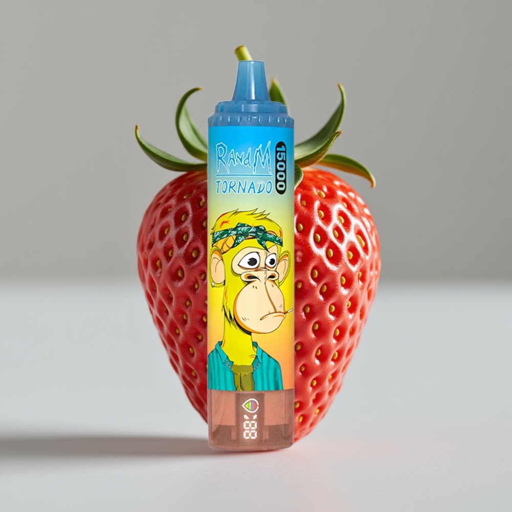 RandM Fumot Tornado 15000 Puffs 25ml 850mAh Strawberry Mesh Coil Type-C LCD
