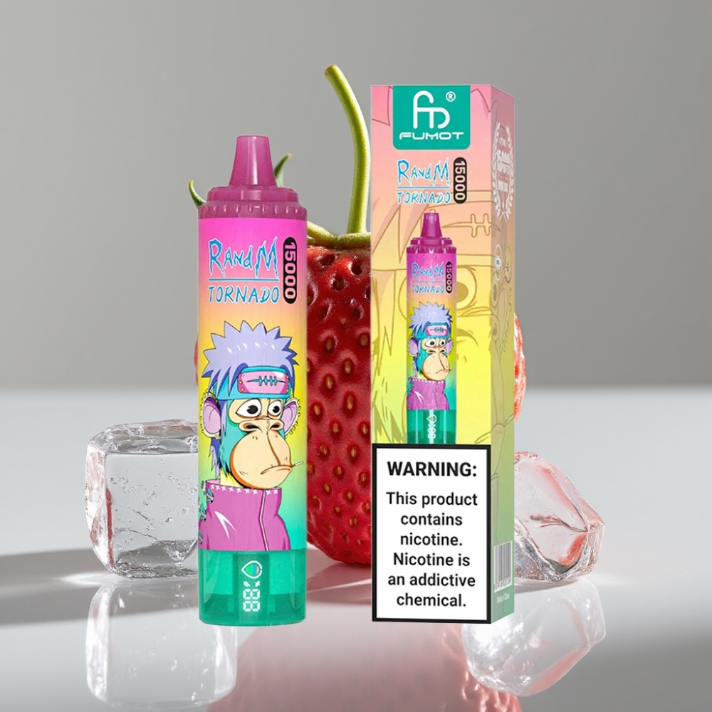 RandM Fumot Tornado 15000 Puffs Vape Disposable - Strawberry Ice - 25ml - 850mAh - Type-C