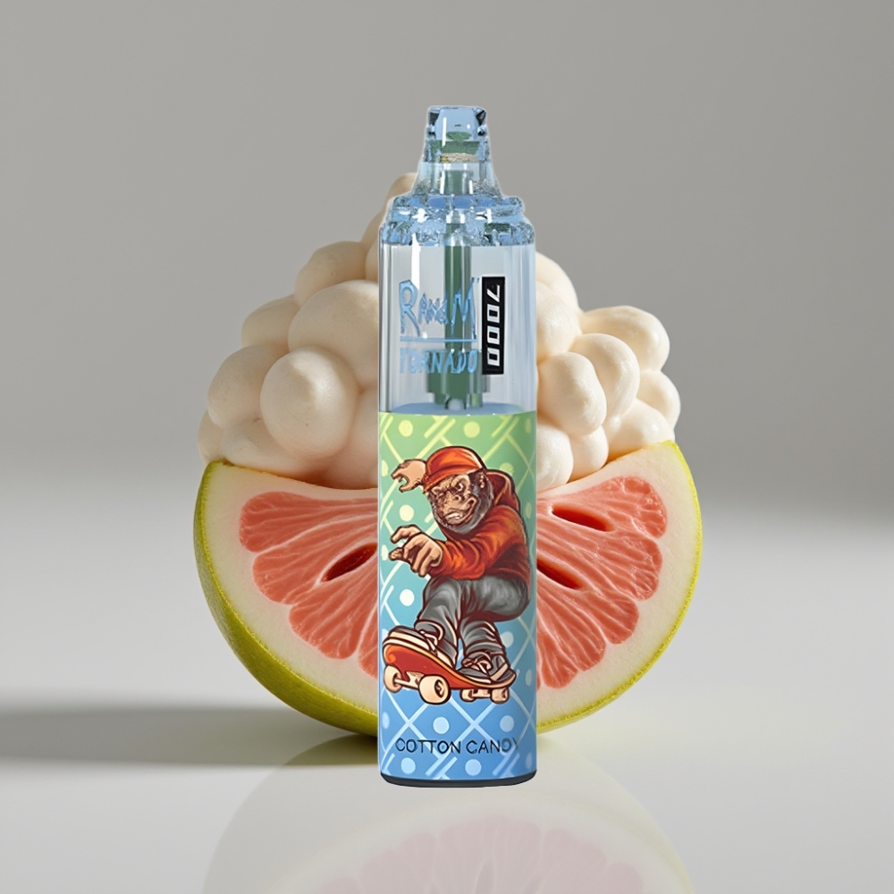 RandM Fumot Tornado 7000 سيجارة إلكترونية للاستخدام مرة واحدة – 14ML E-liquid, 850MAH, Mesh Coil, Cotton Candy