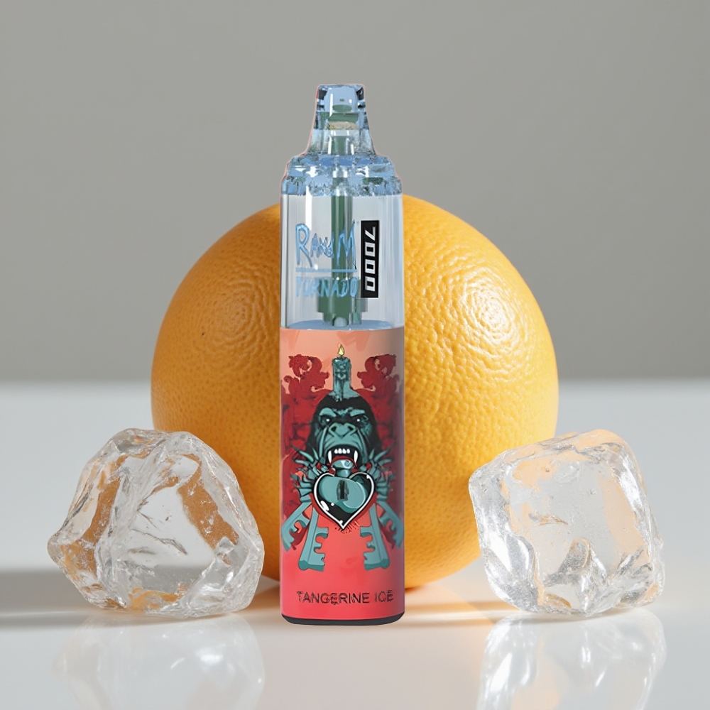RandM Fumot Tornado 7000 سيجارة إلكترونية للاستخدام مرة واحدة - 14ML E-liquid, 850MAH, Mesh Coil, Type-C, Tangerine Ice