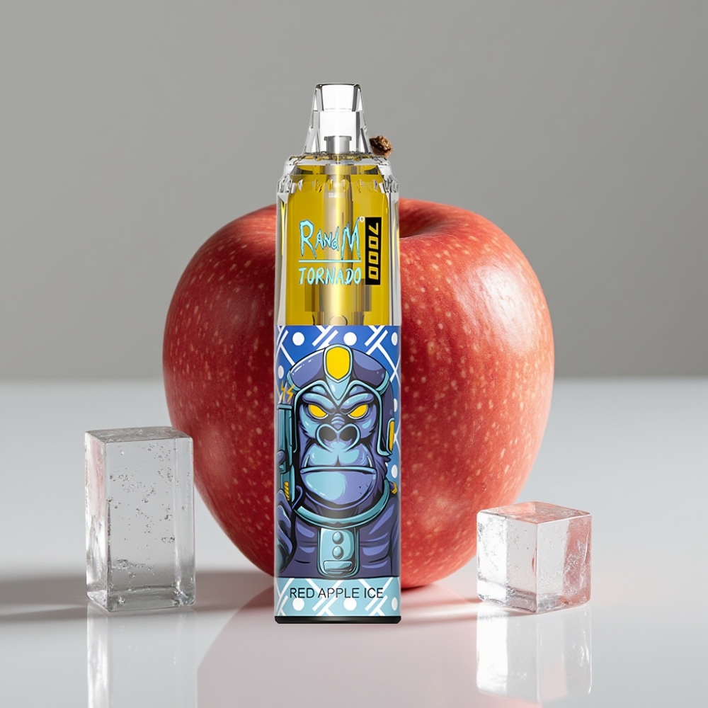 RandM Fumot Tornado 7000 Puffs سيجارة إلكترونية للاستخدام مرة واحدة تفاحة حمراء مثلجة - 14ML بطارية 850MAH