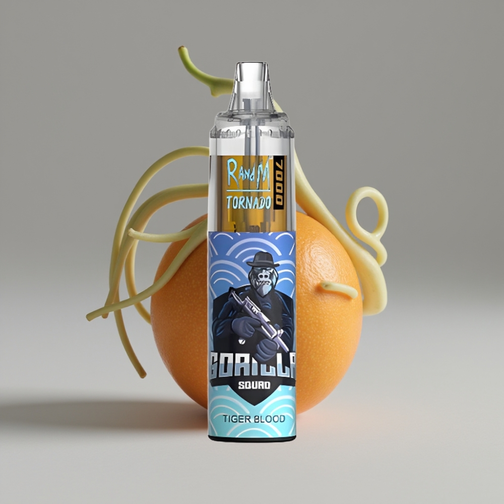 RandM Fumot Tornado 7000 Puffs سيجارة إلكترونية للاستخدام مرة واحدة دم النمر - 14ML السائل الإلكتروني - 850MAH - Mesh Coil - Type-C - RGB