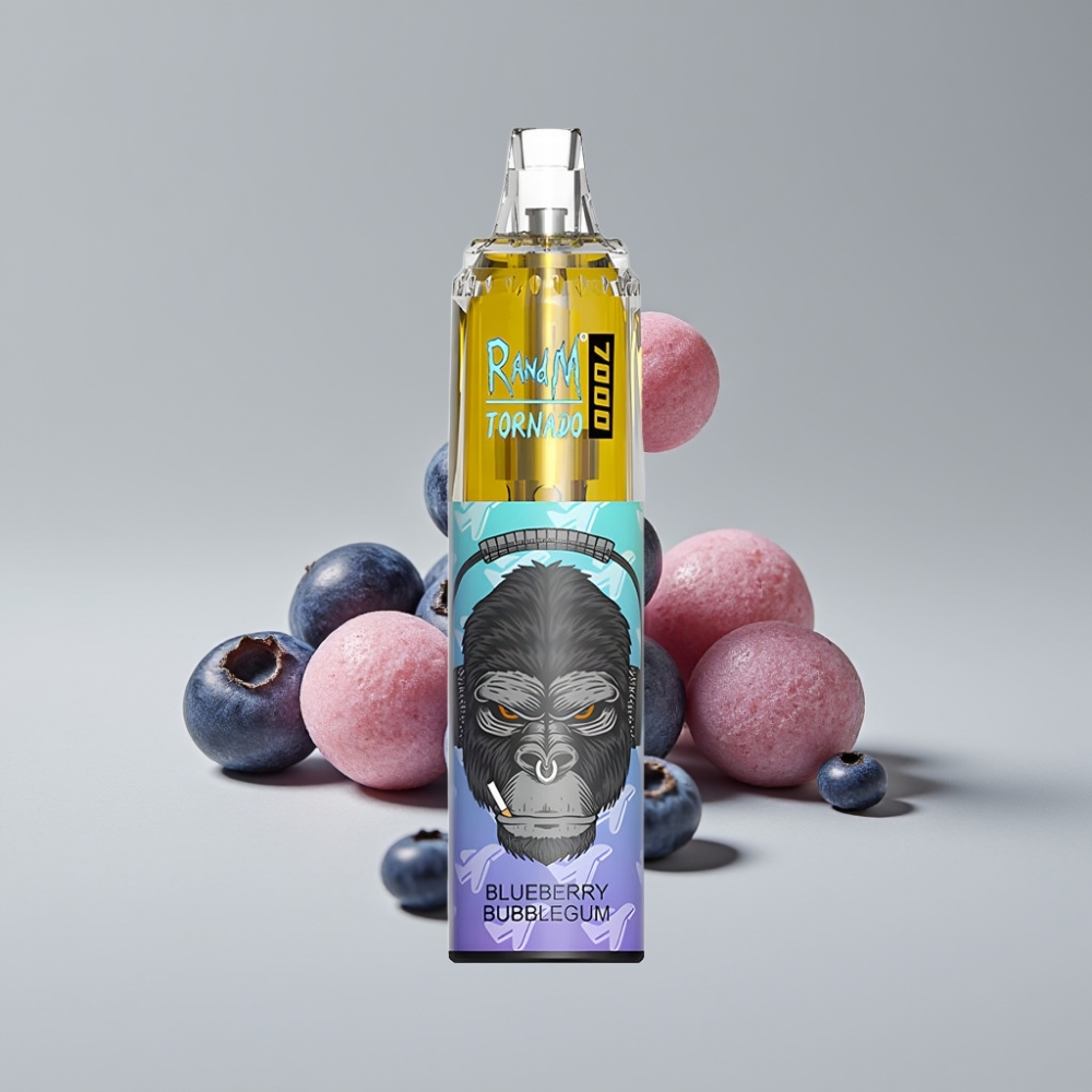 RandM Fumot Tornado 7000 Puffs سيجارة إلكترونية للاستخدام مرة واحدة - Bubblegum Blueberry - 14ML E-liquid - Mesh Coil - Type-C - RGB Light