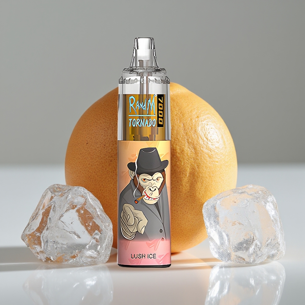 RandM Fumot Tornado 7000 Puffs سيجارة إلكترونية للاستخدام مرة واحدة بشريحة شبكية ونكهة لوش آيس
