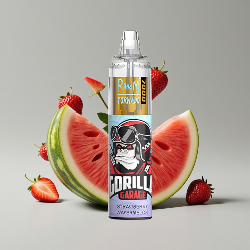 RandM Fumot Tornado 7000 سيجارة إلكترونية للاستخدام مرة واحدة - Strawberry Watermelon - 7000 Puffs - 14ML - Mesh Coil - Type-C - RGB