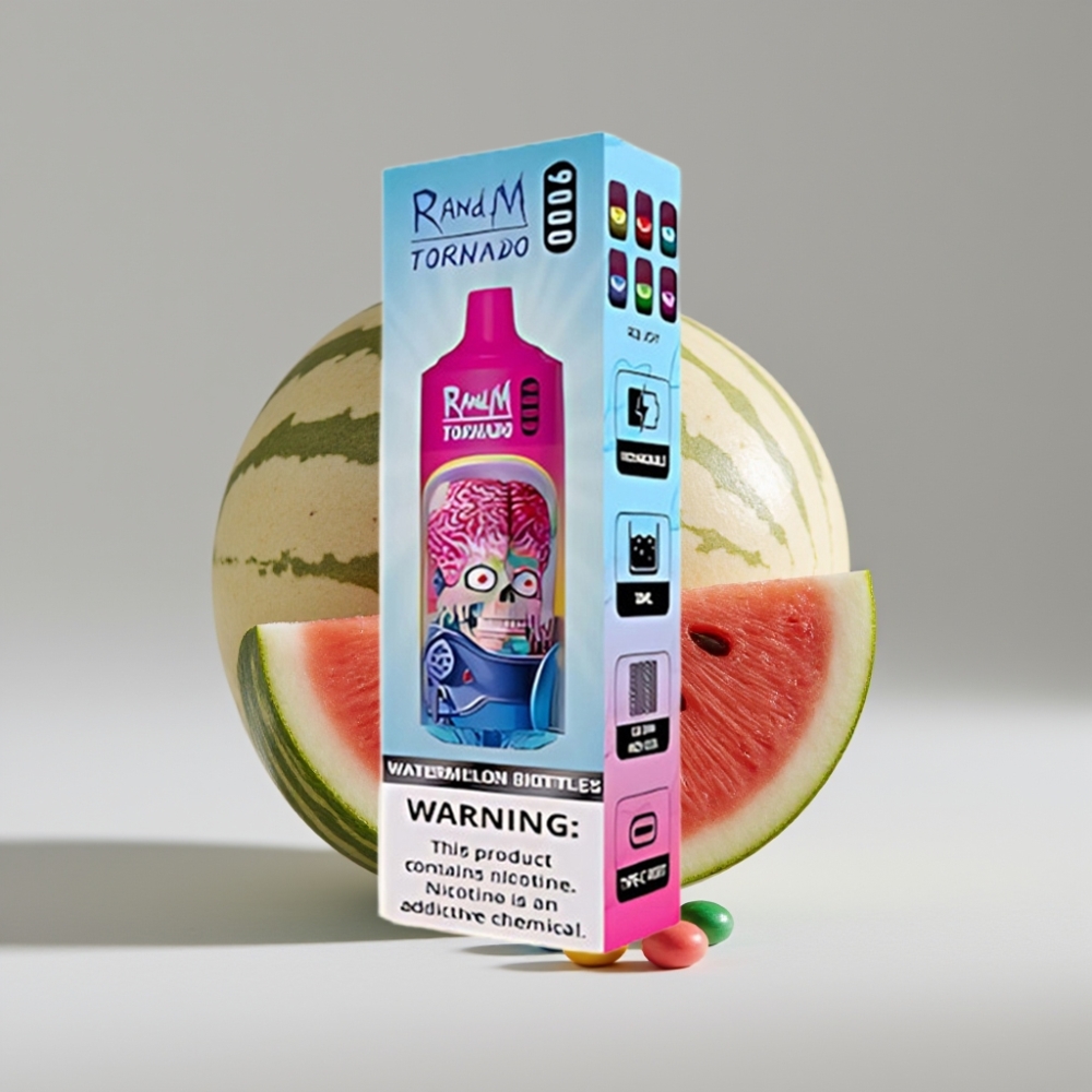 RandM Fumot Tornado 9000 Puffs 18mL 850mAh Mesh Coil جهاز تبخير بنكهة بطيخ سكيتلز