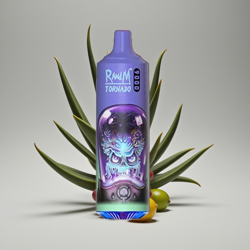 RandM Fumot Tornado 9000 Puffs 18mL Mesh Coil Aloe Grape سيجارة إلكترونية للاستخدام مرة واحدة