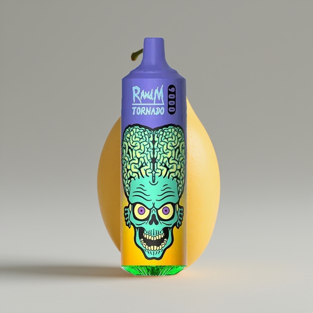 RandM Fumot Tornado 9000 Puffs سيجارة إلكترونية للاستخدام مرة واحدة - 18mL Straw Mango - Mesh Coil - RGB Display
