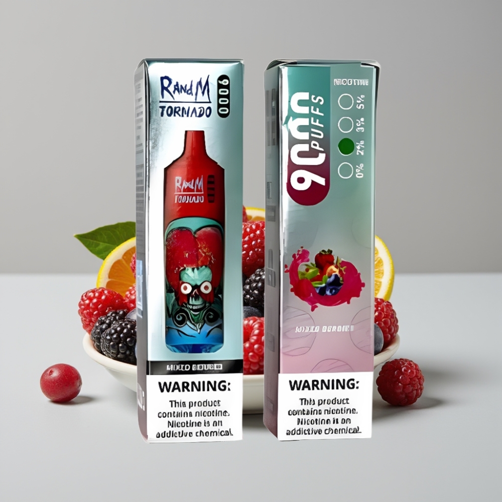 RandM Fumot Tornado 9000 Puffs 850mAh 18mL Mesh Coil RGB Display Mixed Berries