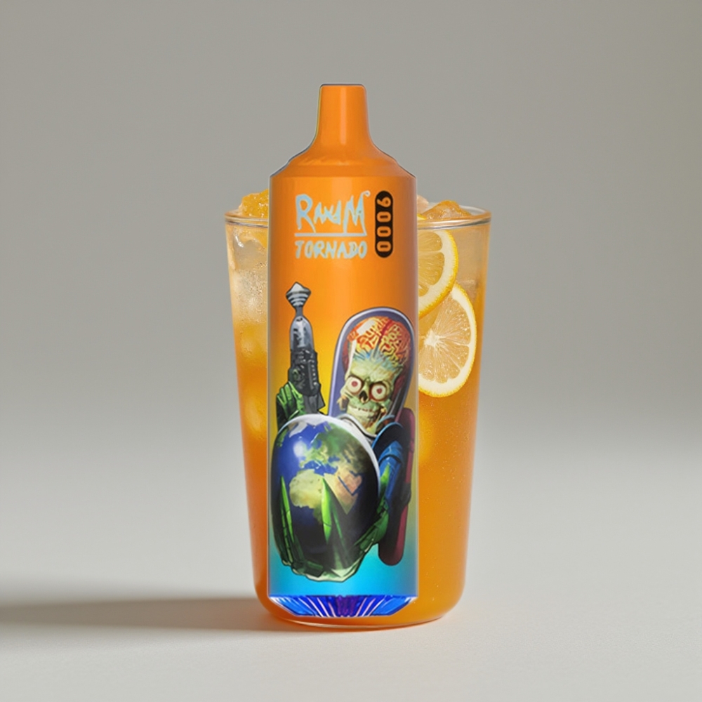 RandM Fumot Tornado 9000 Puffs سيجارة إلكترونية للاستخدام مرة واحدة Orange Soda - 18mL - Mesh Coil - RGB Display