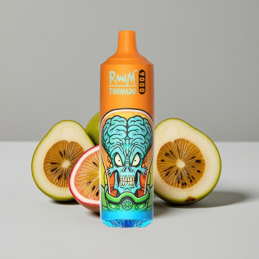 RandM Tornado 9000 Puffs سيجارة إلكترونية للاستخدام مرة واحدة - 18mL - Mesh Coil - Kiwi Passion Fruit Guava