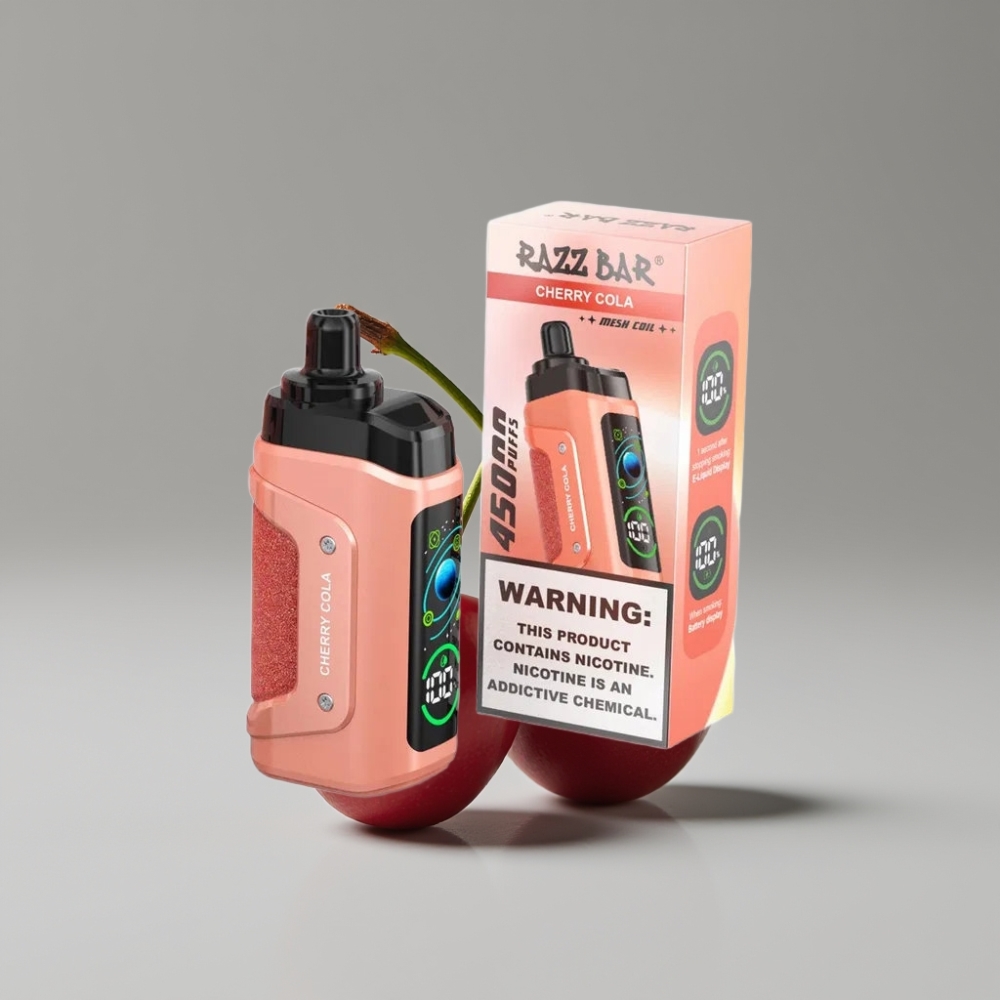 Razz Bar 45000 Puffs سيجارة إلكترونية للاستخدام مرة واحدة 1.0 Ohm Mesh Coil Adjustable Airflow Type-C Rechargeable كرز كولا