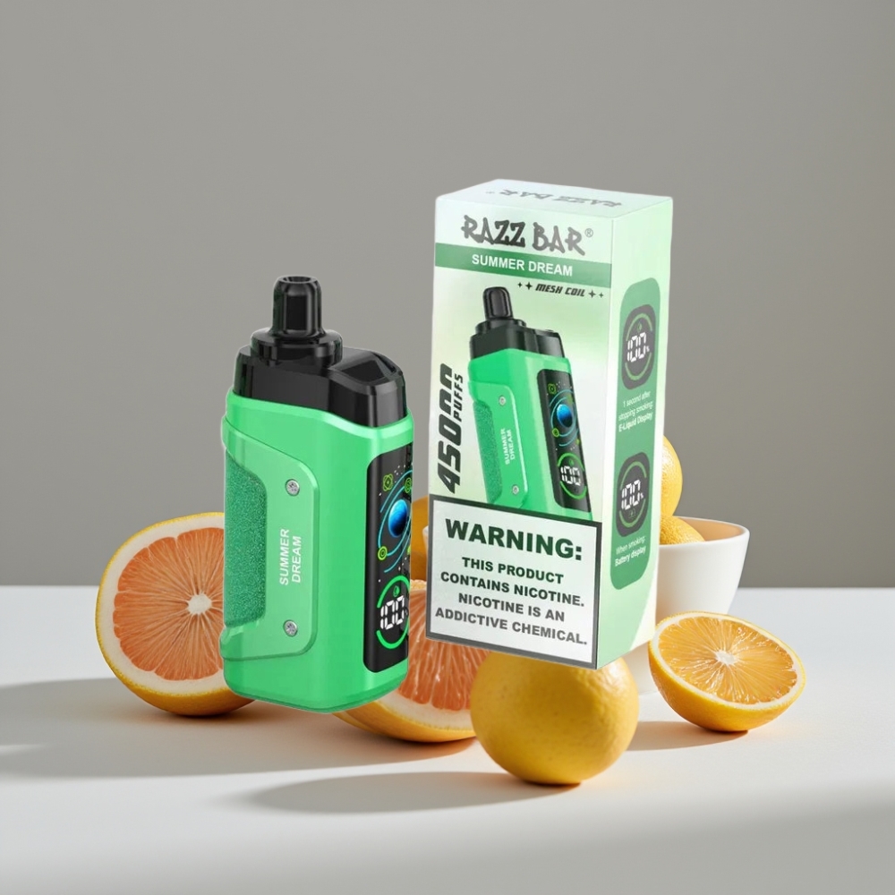 Razz Bar 45000 Puffs سيجارة إلكترونية للاستخدام مرة واحدة حلم صيفي مع 1.0 Ohm Mesh Coil و Type-C شحن