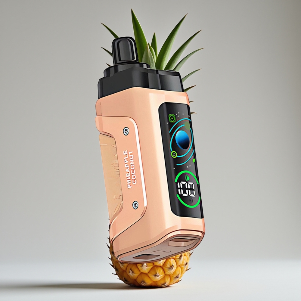 Razz Bar 45000 Puffs سيجارة إلكترونية للاستخدام مرة واحدة أناناس وجوز الهند - 650 مAh بطارية، Type-C شحن، 20 ملغم/مل نيكوتين