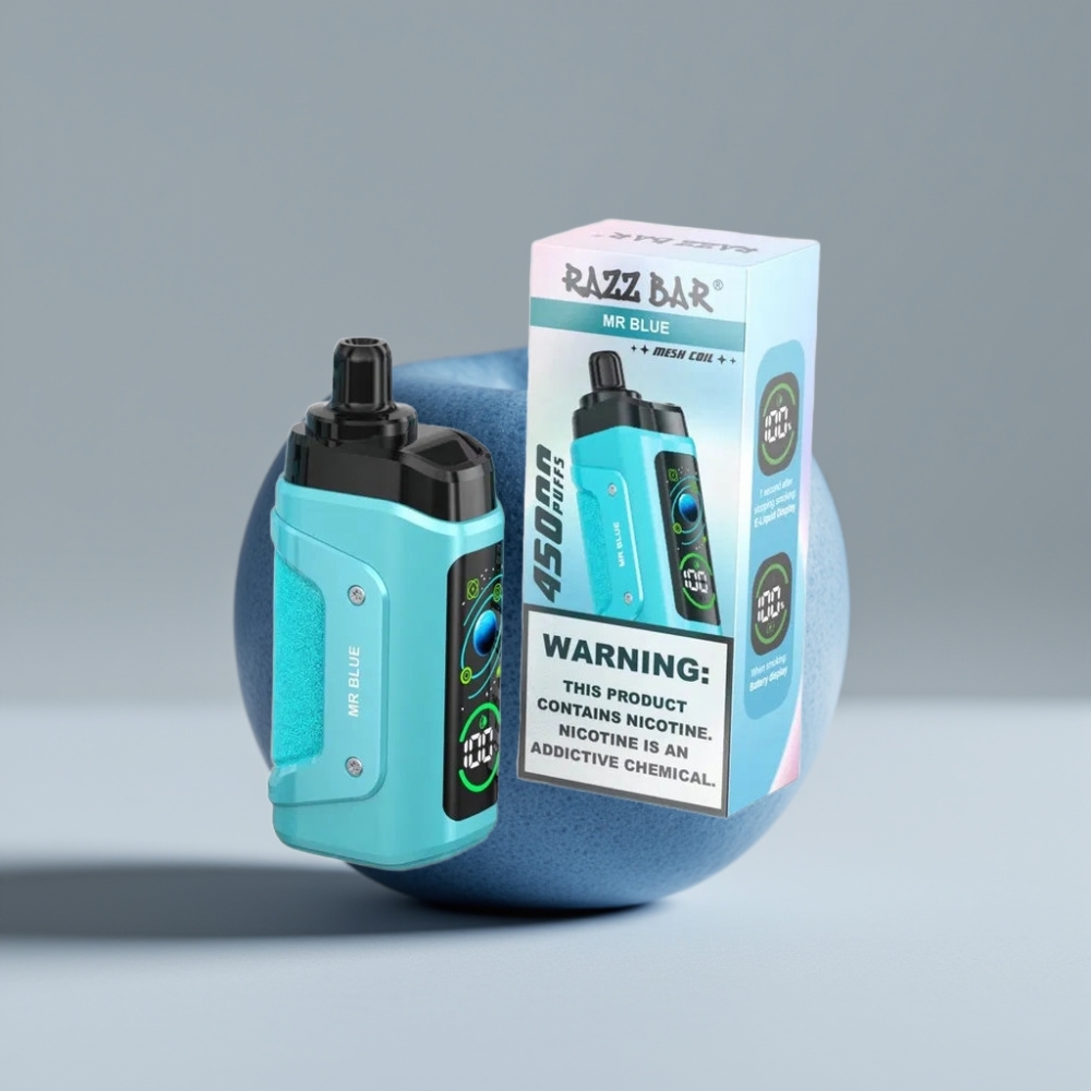 Razz Bar 45000 Puffs سيجارة إلكترونية للاستخدام مرة واحدة Mr Blue - 650 Mah Battery - Type-C Rechargeable - 20 mg/ml Nicotine