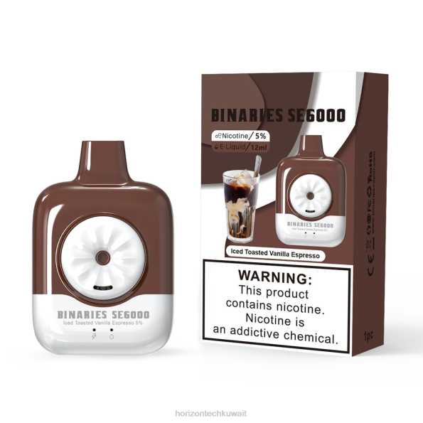 HorizonTech Binaries Cabin يمكن التخلص منها 12 مل - Horizontech Vape Kuwait 2R8L153 إسبريسو فانيليا محمص مثلج