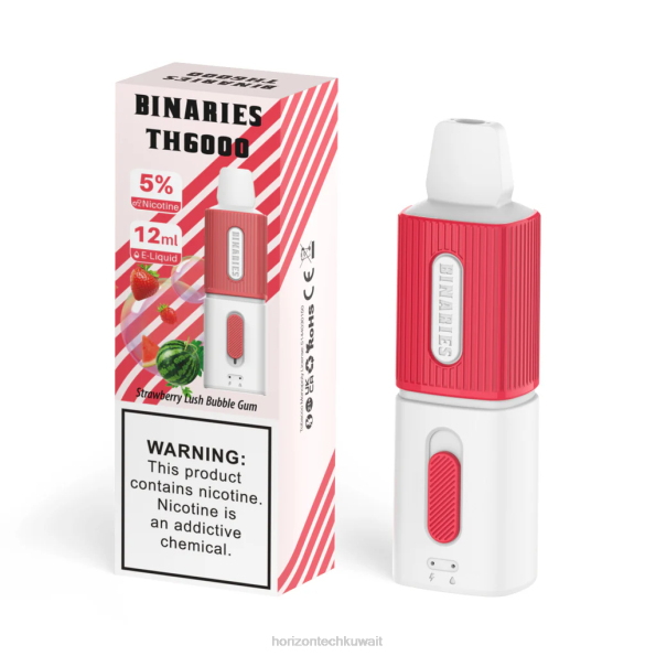 HorizonTech Binaries Cabin th6000 القابل للتصرف 12 مل - Horizon Tech Vape 2R8L117 علكة الفراولة المورقة