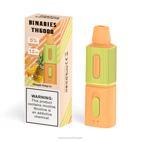 HorizonTech Binaries Cabin th6000 القابل للتصرف 12 مل - Horizon Tech Vape Coils 2R8L109 الأناناس والبرتقال الجليد